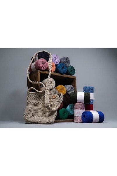 Makromecity Premium Cotton Cotton Macrame Rope Black 200 Gr 150 Meters 2mm Cotton Chain Macrame Bag Rope Supla Rope