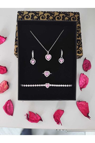 JUPİTER HOME Çelik Kararma Yapmaz Kolye Küpe Pandora Su Yolu Bilekligi Yüzük Seti Ciddi Ilişki Yüzüğü 4,lü Set