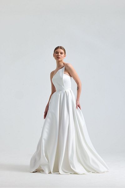Tangül&Ali'S Moda Evi Asymmetrical White Evening Dress