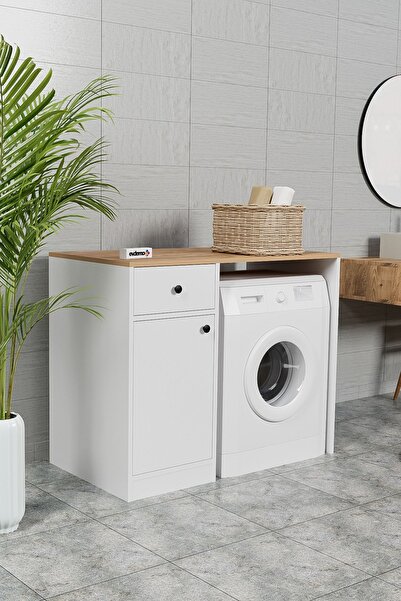 Evdemo Sena Çamaşır Makinesi Dolabı Atlantik Çam Beyaz