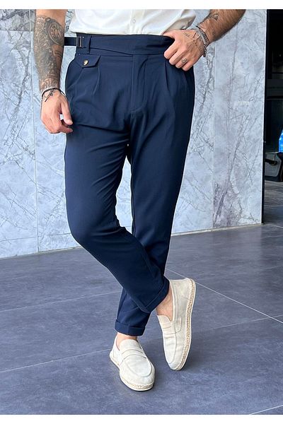town walker Men's Italian Cut Adjustable Belt Harvest Trousers