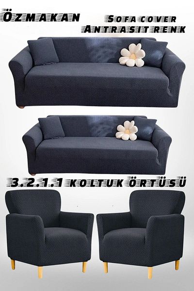 ÖZMAKAN 3+2+1+1 Husă pentru scaune elastică, anti-alunecare