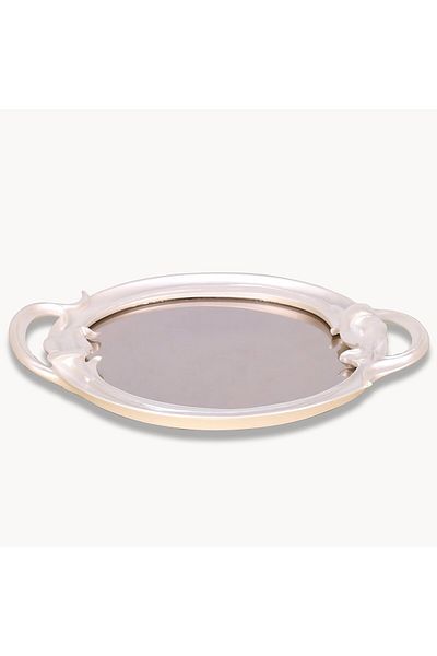 Selim Plumeria Pearl Mirrored Tray