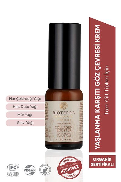 Bioterra Organic Collagen Supporting Anti-Aging Eye Cream 15 ml - Intensive Care for Line and Wrinkle