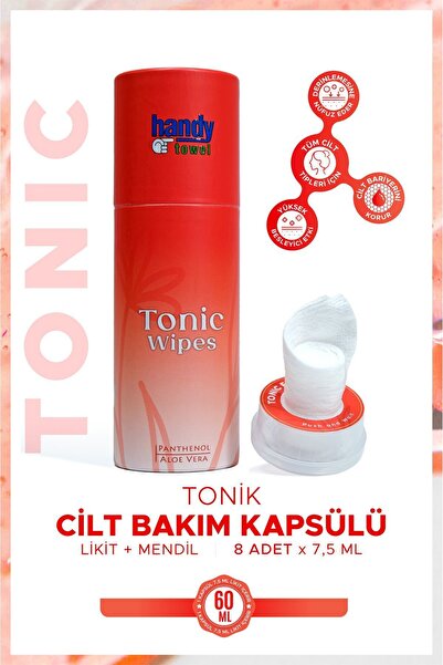 HandyTowel Tonik Cilt Bakım Kapsülü 8 X 7,5 ml ( Likit, %100 Selüloz Mendil )