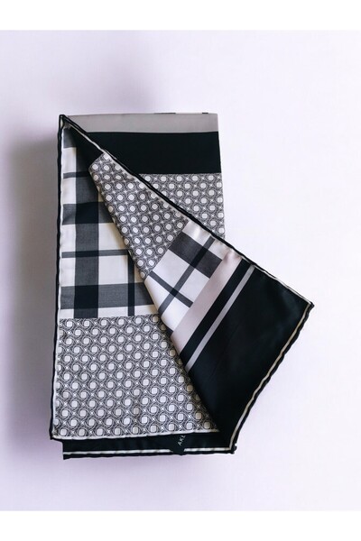 Akel Alfa Twill - Colorful Striped Square Patterned Scarf 95x95