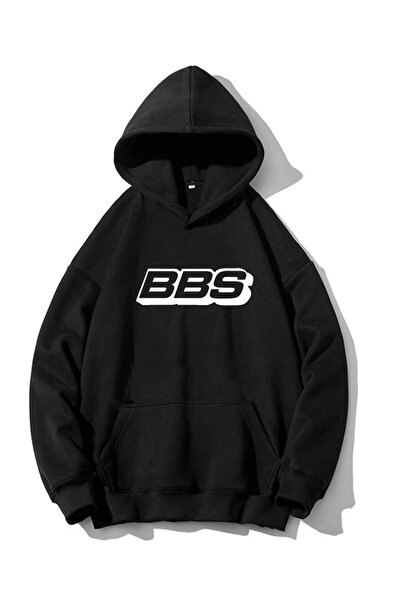 NoVibe Hanorac de iarnă oversize unisex cu imprimeu BBS - 3 fire, 100% bumbac...