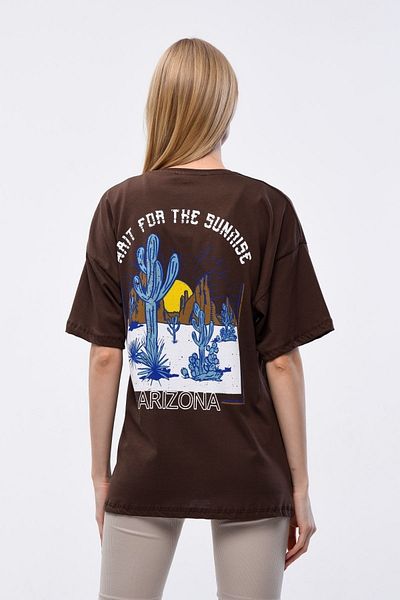 Mad&Calf Γυναικείο μπλουζάκι Oversize με στάμπα Arizona