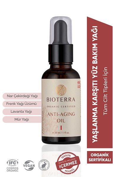 Bioterra Organic Collagen Supporting Anti-Aging Facial Care Oil 30 ml - Nourishing and Moisturizing Massage Oil