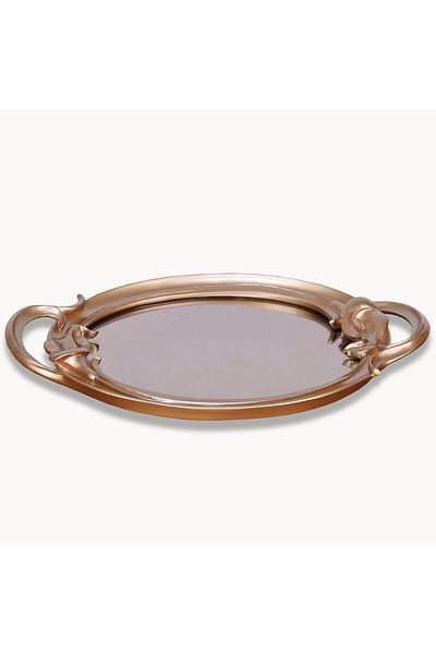 Selim Mink Colored Plumeria Mirrored Tray