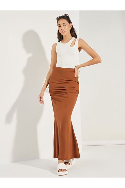 Styli Gathered Detail Mermaid Hem Maxi Skirt