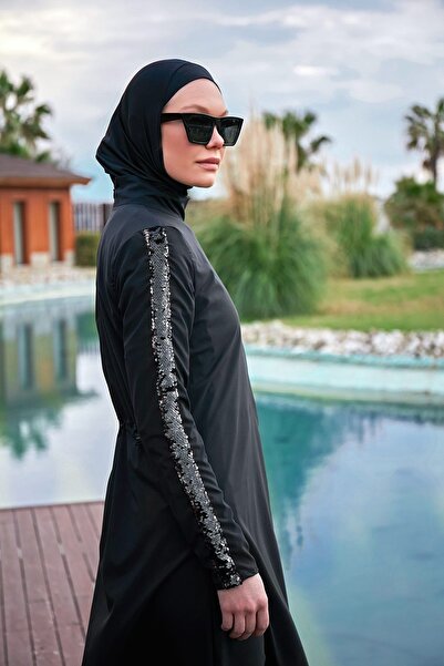 Marina Black Parachute Hijab Swimsuit - Full Covered M2417