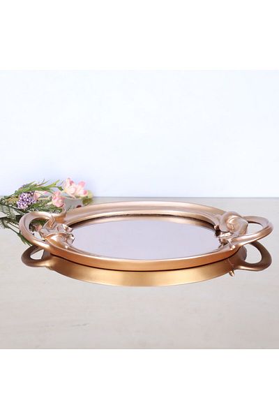 Selim Mink Colored Plumeria Mirrored Tray
