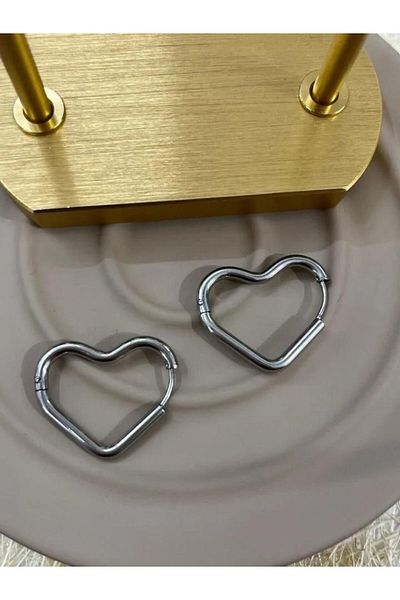 AntBls Heart Steel Earrings