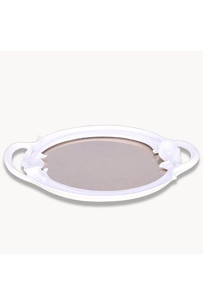 Selim White Plumeria Mirrored Tray