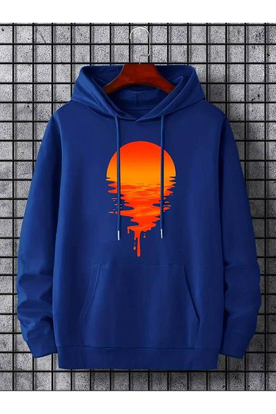 AMMA Χειμερινό φούτερ με κουκούλα Sunset Tokyo Printed Unisex Oversize - 3 νήματα