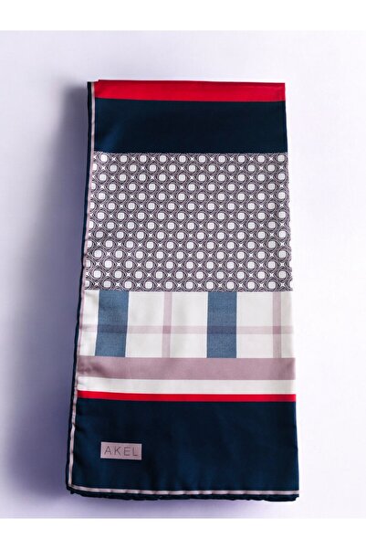 Akel Alfa Twill - Πολύχρωμο ριγέ κασκόλ με τετράγωνο σχέδιο 95x95