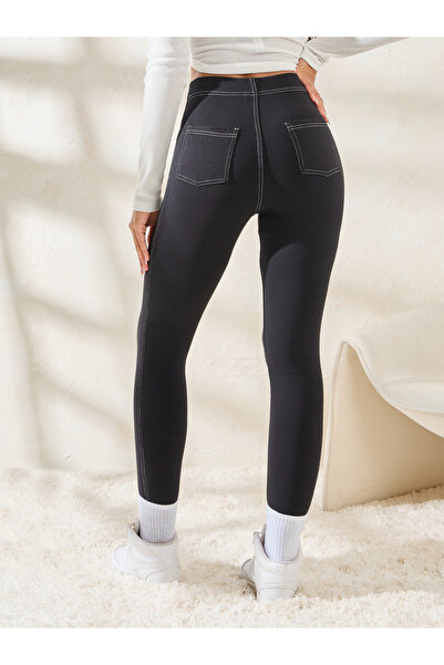 Styli Contrast Stitch Detail Ankle Length Leggings
