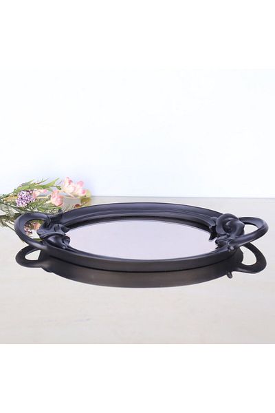 Selim Black Plumeria Mirrored Tray