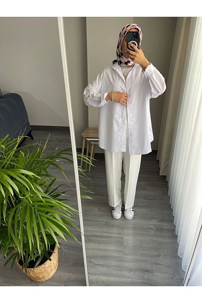 HENZA Cămașă albă oversize
