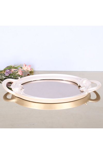 Selim Plumeria Pearl Mirrored Tray