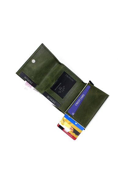 deri,se club Genuine Leather Unisex Crazy Khaki Mechanism Wallet Card Holder