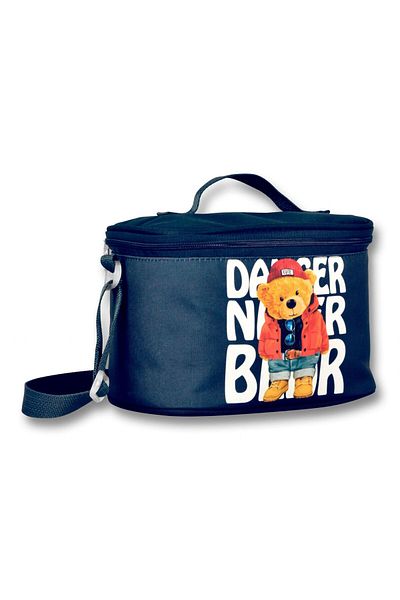 ÜMİT ÇANTA Boy's School Lunchbox - Ummit Bag, Cennec Navy Blue and White Teddy Bear Printed, Thermal Insulated