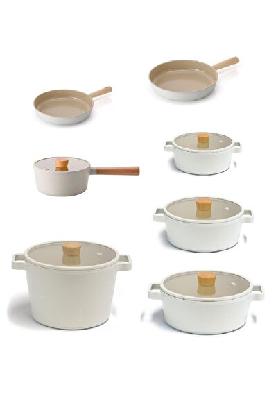 NEOFLAM Fika Alüminyum Döküm Cam Kapaklı 12 Parça Pro Tencere & Tava Seti