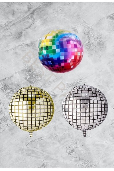 BEST PARTİ DOĞUM GÜNÜ PARTİ SÜSLERİ Disco Ball 3-Piece Foil Balloon Set