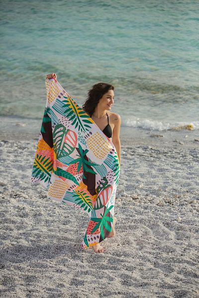 YORKADESIGN Colorful Leaf Patterned Beach Towel 70x140cm