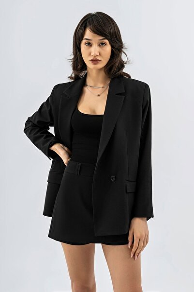 NEFS Design Yüksek Kaliteli Kumaştan Şort Etek Siyah