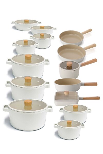 NEOFLAM Fika Cam Kapaklı 25 Parça Tencere & Tava Seti