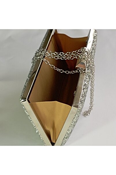 Şarra Gossi Ασημένια βραδινή τσάντα παγιέτα βραδινή τσάντα