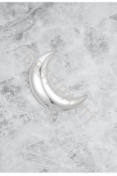 BEST PARTİ DOĞUM GÜNÜ PARTİ SÜSLERİ Silver Color Moon Shaped Foil Balloon 45X38 cm