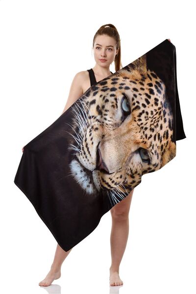 YORKADESIGN منشفة الشاطئ بنمط النمر 70x140 سم