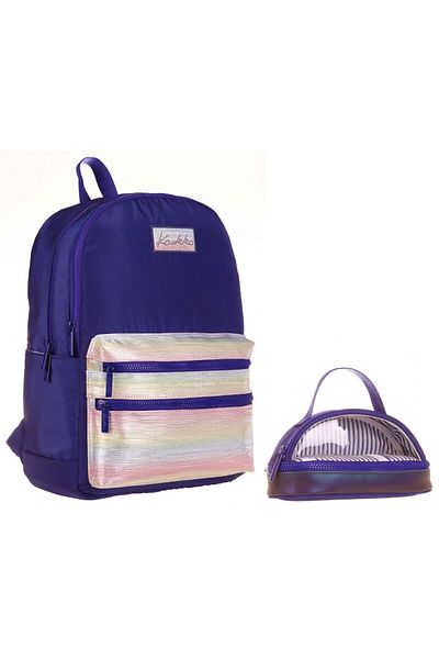 KAUKKO Navy Blue School Backpack and Pen Holder Set for Girl