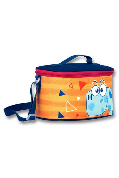 ÜMİT ÇANTA Ummit Bag for Boy - Navy Blue, Orange, Cute, Dino Pattern, Thermal Insulated Lunch Box
