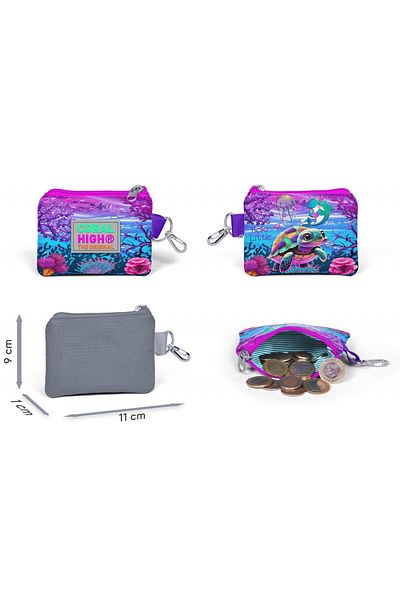 Coral High Pink Purple Turtle Coin Purse for Girl