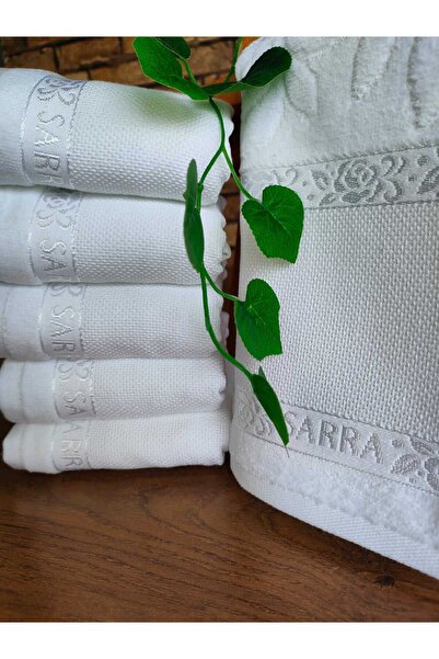 sarra 30x50cm SARRA 6'LI DİKİŞLİ ETAMİN HAVLU - BEYAZ