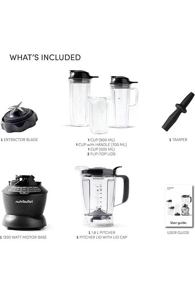 Nutribullet Full Size Blender + Combo 1200 Watts, 9pc, High Speed Blender, Smoothie Maker, Dark Grey