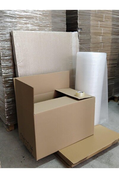aybaş kağıtçılık Kutu Boş Karton 80x50x50 cm Büyük Boy 7li Adet Çift Oluklu Boş Koli