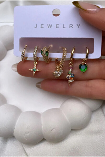 Accessories 6lı Set Şık Çelik Küpe