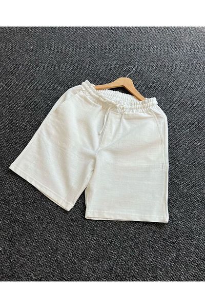 hoz fashion Λευκό λινό ανδρικό σορτς