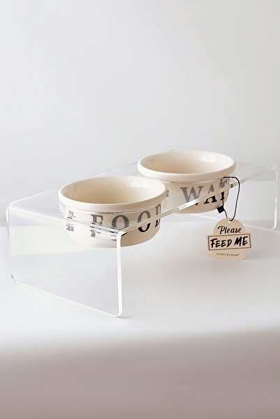 Petbucks Pet Accessories Kedi ve Köpek Dekoratif Seramik Pleksi Mama Ve Su Kabı