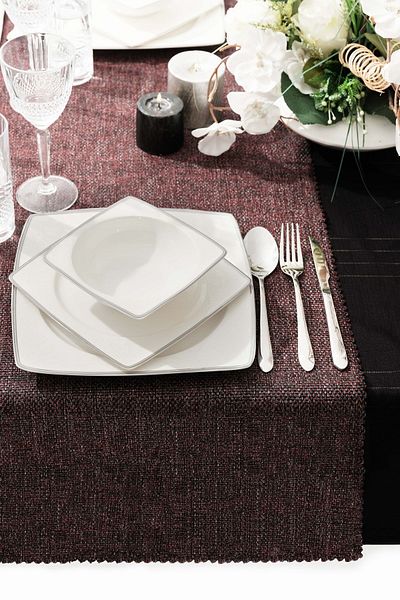 West Home Premium linen runner and tablecloth double set (45x180 cm - 155x220 cm)