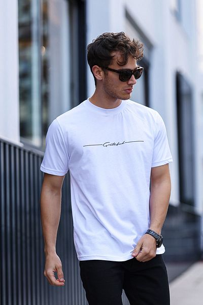 aziso Ανδρικό μπλουζάκι Grateful Printed - Regular Fit, 100% βαμβάκι, Crew Neck