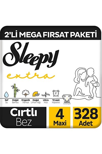Sleepy Extra Günlük Aktivite 2'Li Mega Fırsat Paketi Bebek Bezi 4 Numara Maxi...