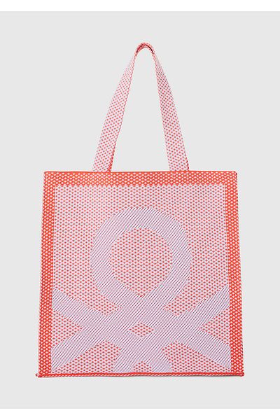 United Colors of Benetton Lilac Knitted Motif Women's Shoulder Bag - Double Handle, Logo Embroidered