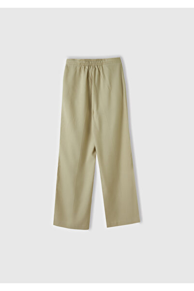 United Colors of Benetton Μπεζ γυναικείο παντελόνι - 100% λιωμένο, πλισέ και με κουμπιά