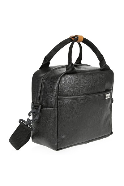 brandbaby Siyah Deri Isı Yalıtımlı Termal Yemek Taşıma Çantası